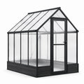 Serre de jardin en aluminium noir et polycarbonate transparent, 190 x 130 x 195 cm, toit à deux pentes avec porte frontale