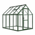 Serre de jardin en aluminium vert foncé avec panneaux transparents et lucarne, 190 x 190 x 195 cm