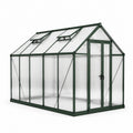 Serre de jardin en aluminium vert et polycarbonate transparent, 250 x 190 x 195 cm, double porte et 2 lucarnes