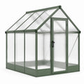 Serre de jardin en aluminium vert et polycarbonate transparent, 190 x 190 x 195 cm, avec porte battante et fenêtres de toit