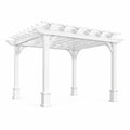 Pergola de jardin blanche en bois peint avec toit ajouré, 366 x 305 x 244 cm, style classique