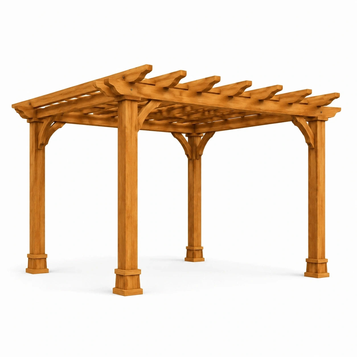 Pergola de jardin en bois brun miel avec toit ajouré, 400 x 300 x 250 cm