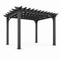 Pergola de jardin en métal noir avec toit à lames, 365 x 305 x 245 cm, style contemporain