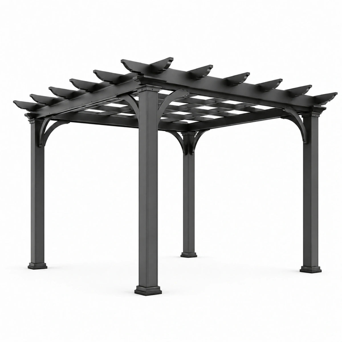Pergola de jardin autoportante en aluminium anthracite avec toit ajouré, 365 x 305 x 240 cm