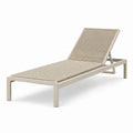 Bain de soleil beige en métal et corde tressée avec dossier inclinable, 195 x 65 x 95 cm