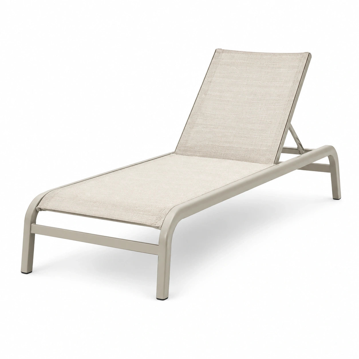 Bain de soleil inclinable en métal et textilène beige et taupe, 190 x 65 x 95 cm