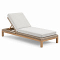 Bain de soleil réglable en bois naturel et corde tressée, coussin beige clair, 200 x 75 x 90 cm