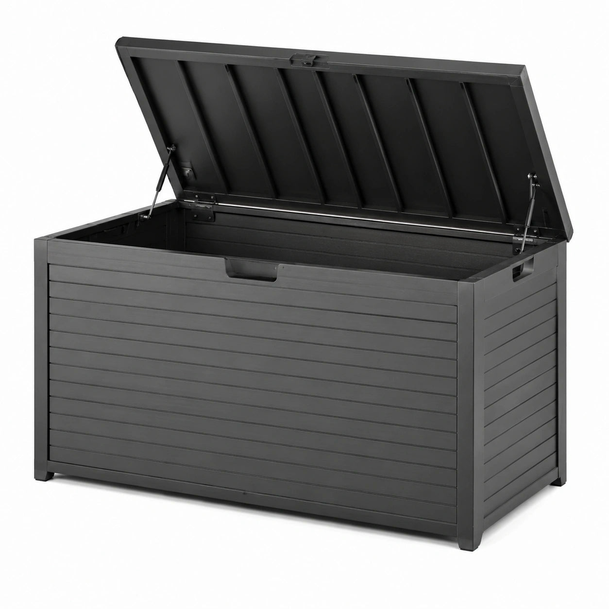 Coffre de rangement extérieur en acier gris anthracite 132 x 62 x 65 cm avec couvercle assisté