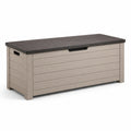 Coffre de rangement extérieur en résine taupe et anthracite avec couvercle rabattable, 120 x 56 x 63 cm