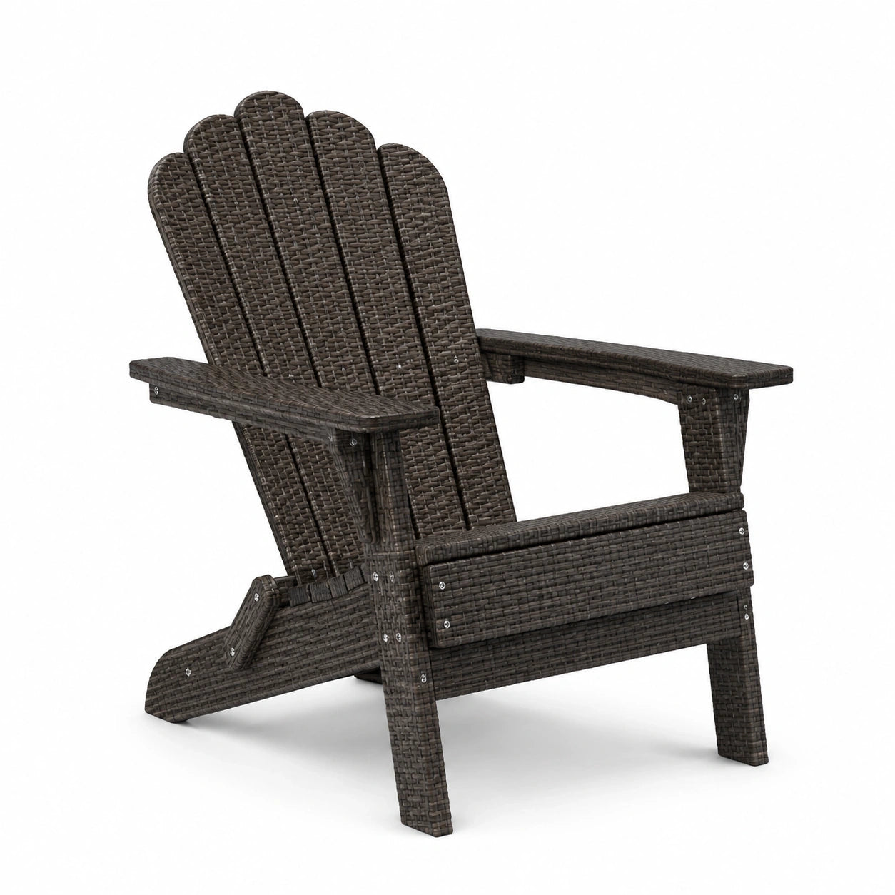 Fauteuil de jardin en résine tressée marron foncé avec dossier haut et accoudoirs, 76 x 86 x 97 cm